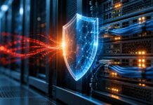 Critical PHP Security Flaws Put WordPress and Millions of Websites on Alert A glowing cybersecurity shield protecting web servers from incoming malicious network traffic in a dark data center.