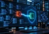 Gemini 4 Carbon: What Google’s New AI Model Means for Cybersecurity and Software Engineering AI-assisted cybersecurity engineering workstation showing software vulnerability analysis and a protected code module inside a digital shield.